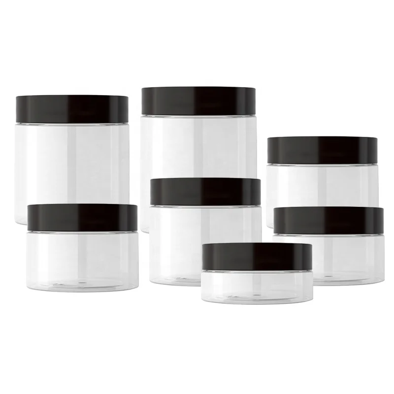 Фабрика 2 унции 3 унции 4 унции 6 унций 8 унций 50 г 80 г 100 г еда мед печенья прозрачная пластиковая банка для домашних животных для специй пластиковая Косметическая банка для крема с крышкой