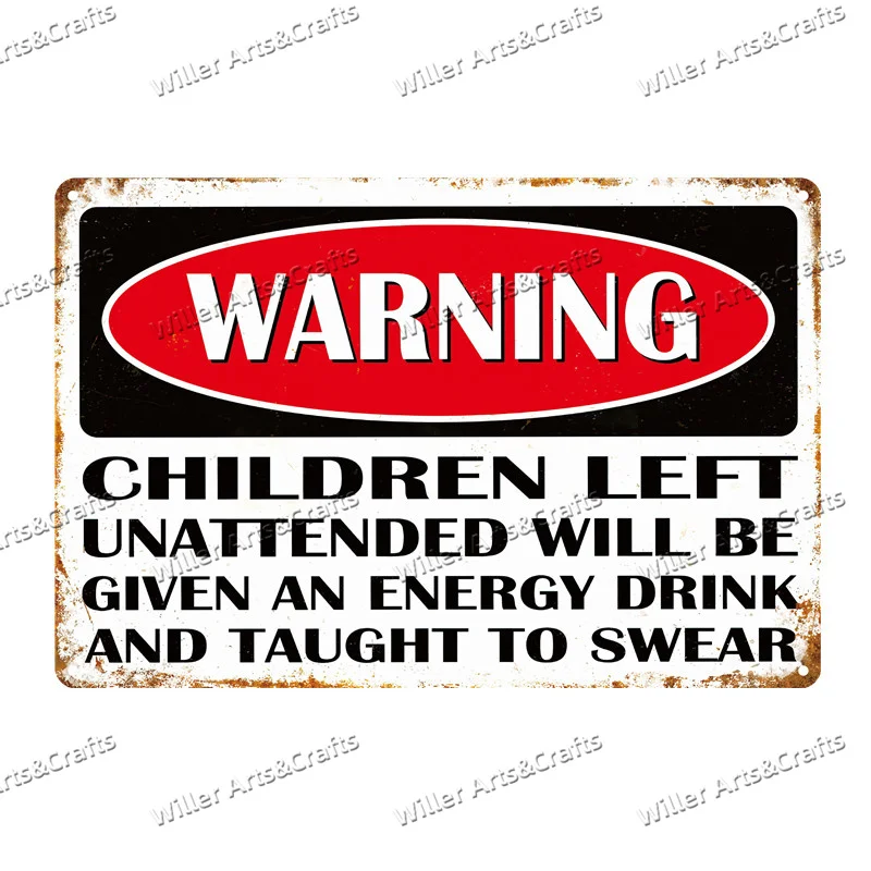 Warning Tin Vintage Metal Signs Children Left Unattended Will Be Sold to Circus