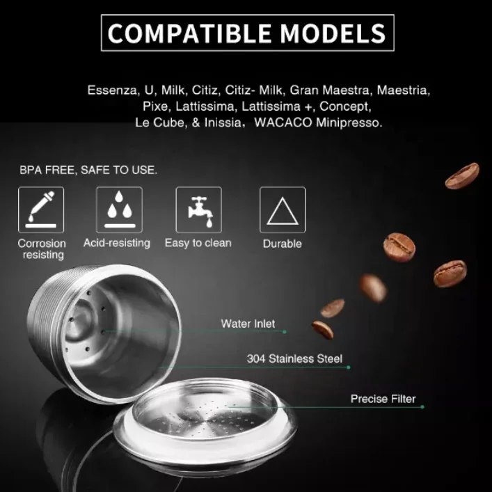 espresso Coffee Capsule Stainless Steel Refillable Reusable Coffee Capsules Pod