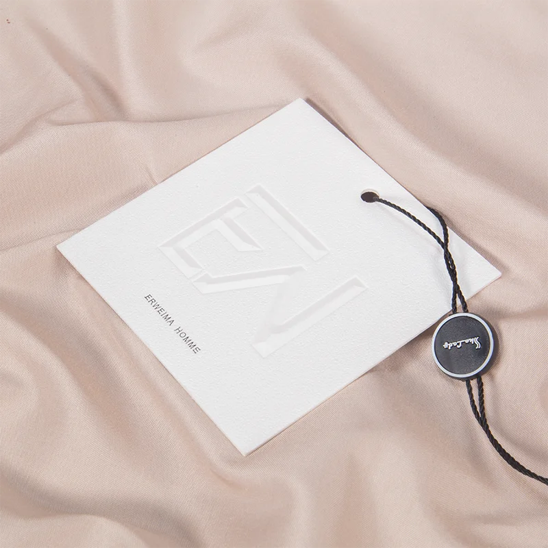 Custom Clothing Tags Factory Custom Embossed Brand 600g  Cotton Paper Swing Clothes Tag