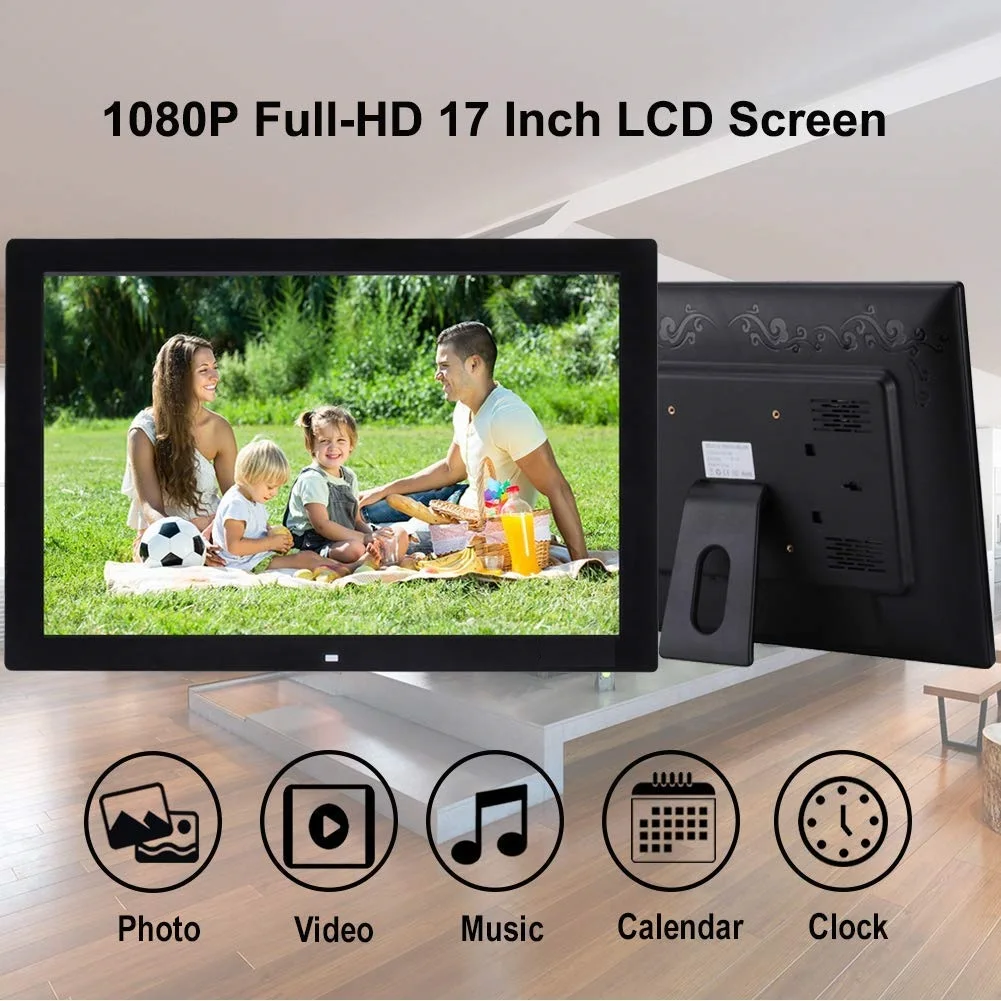 17 Inch Digital Photo Frames 1080p Wall Mount White Lcd Digital Photo Frame With Picture Video Input