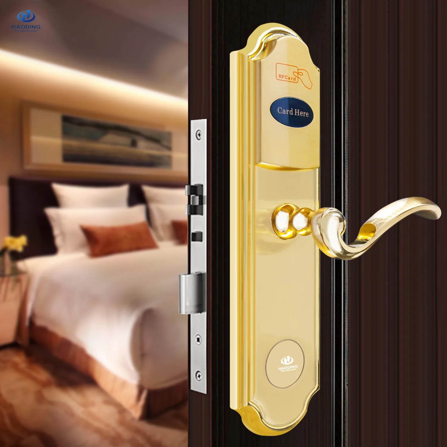 Haoding RF220 best selling stainless steel electronic hotel door lock system with T57 M1 card