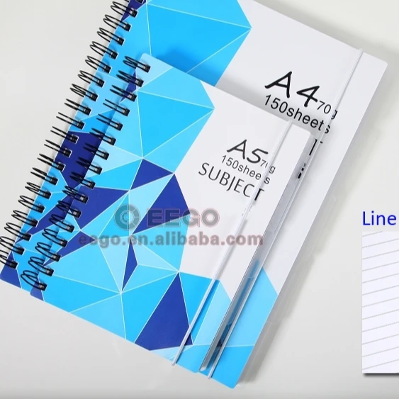 High Quality Note Book College Ruled 150 School Sheets 300 pages A4 A5 Subject Spiral Notebook With Elastic Band
