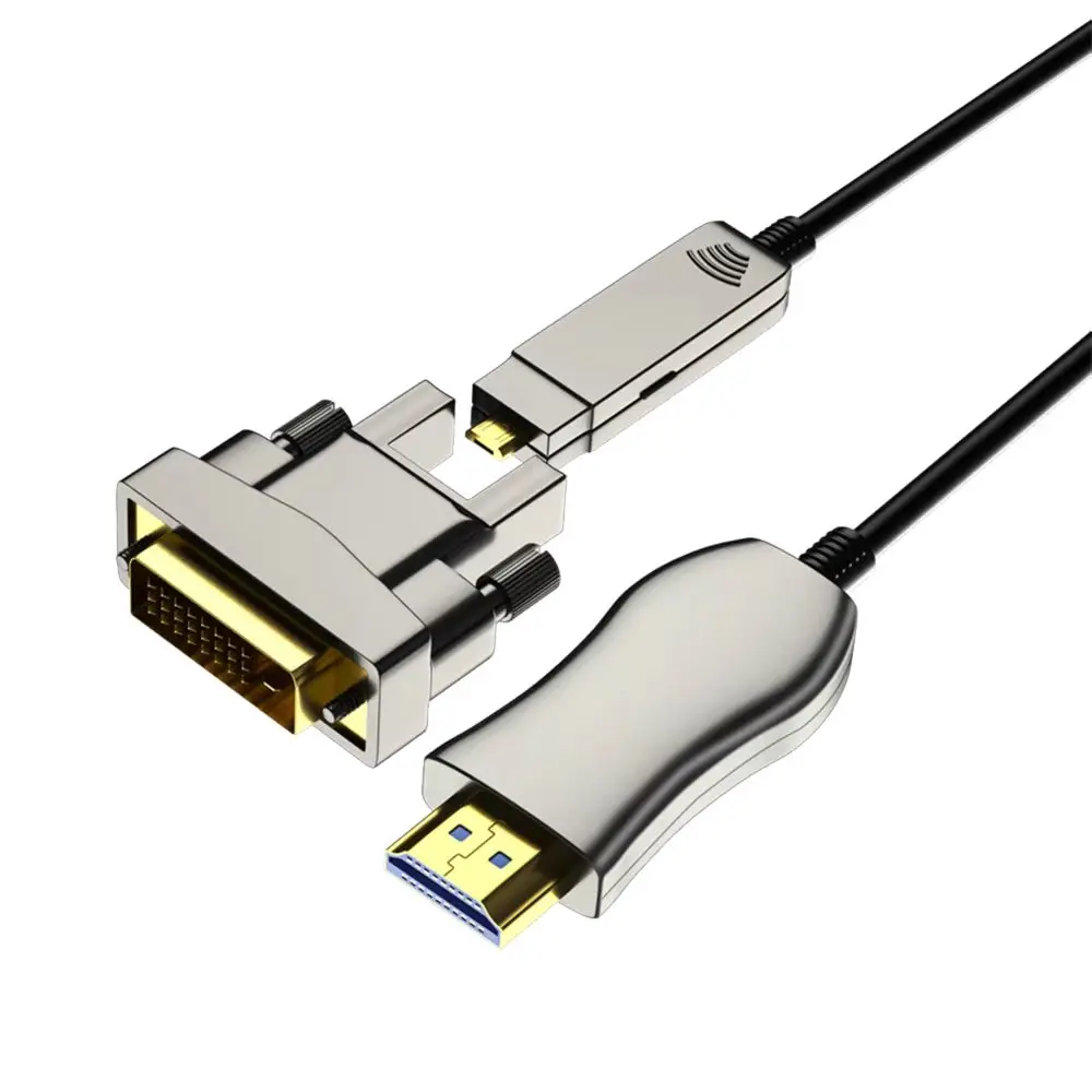 8K Fiber Optic HDMI 2.1 Cable 8K 60Hz 4K 120Hz Industrial Grade Optical Fiber Cable Micro HDMI To VGA 24+1 for Removable Head