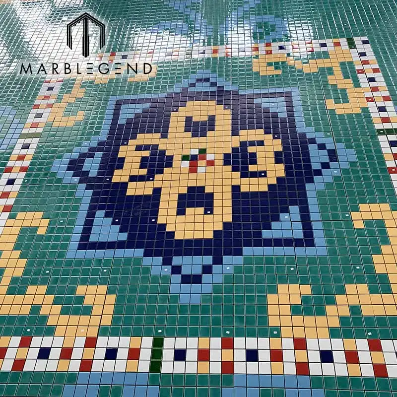 Square Polished Glazed Porcelain Ceramic Mosaic tile for swimming pool art mosaic