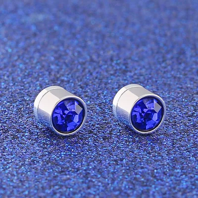European and American fashion titanium steel no pierced magnet ear clip stainless steel super flash 5mm zircon ear studs