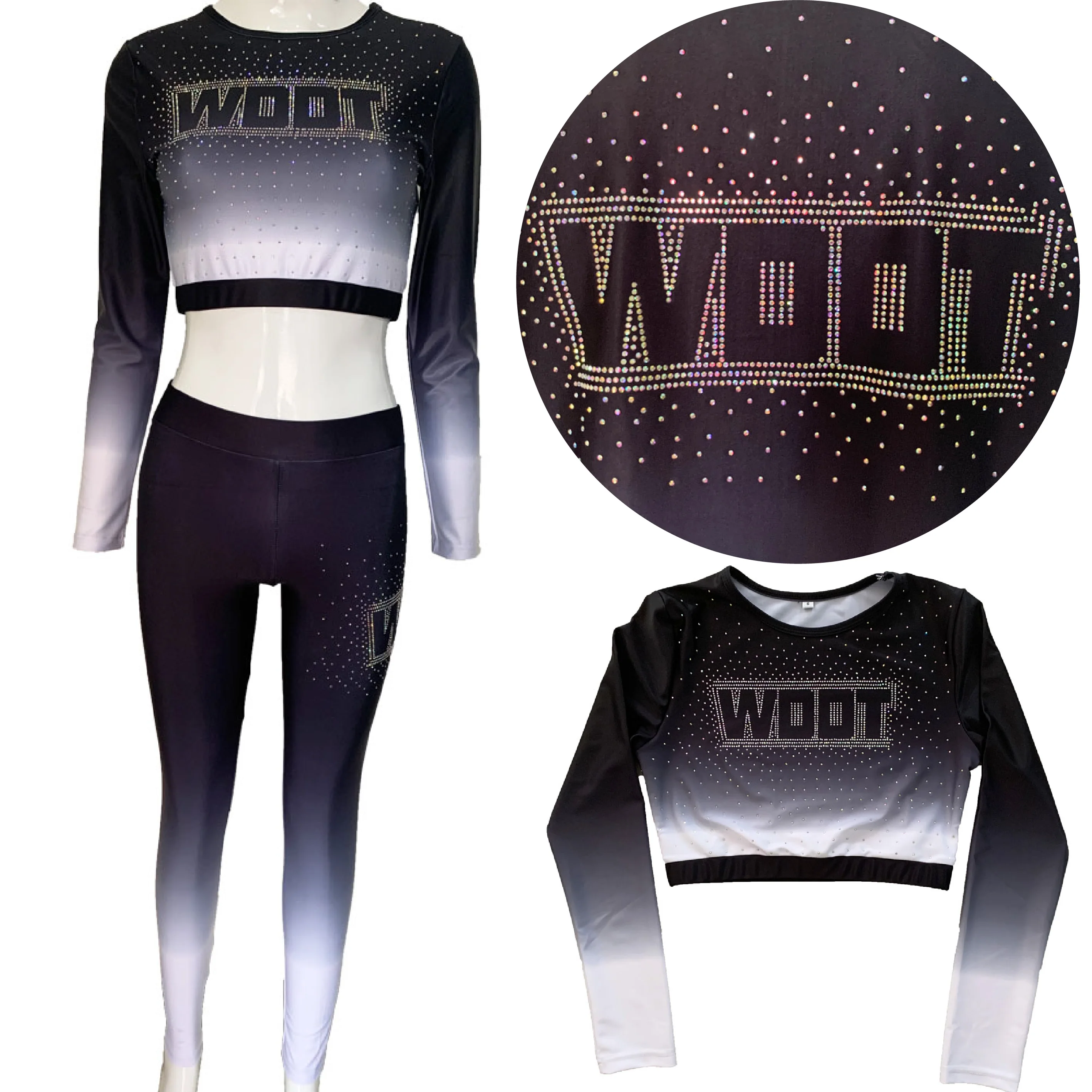 Wholesale rhinestones cheerleading uniform custom