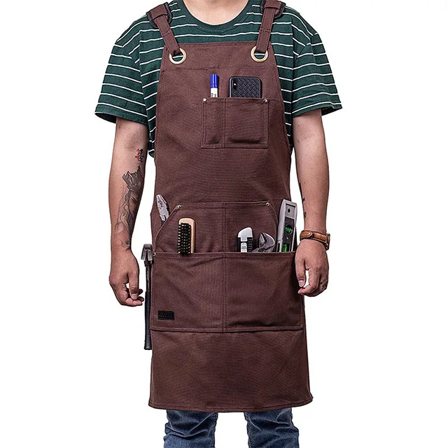 Denim Canvas Apron Barbecue Chef Milk Tea Coffee Shop Flower Art Creative Apron Customization