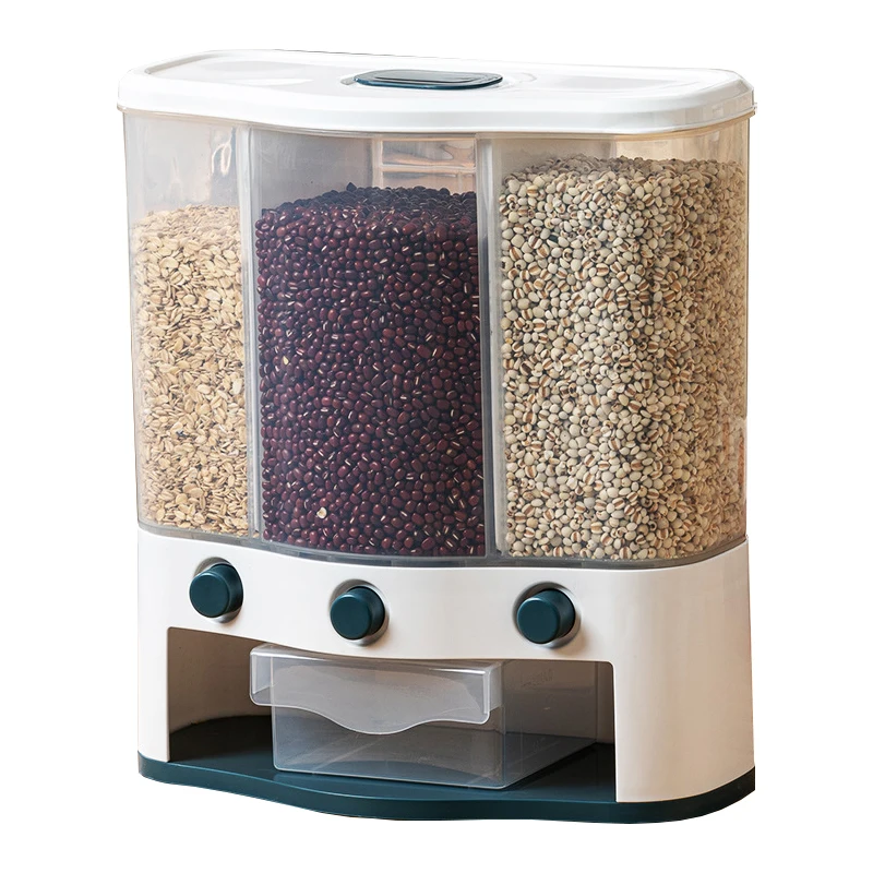 Sealed Moisture Proof Bucket Divided Plastic Dry Food Grain Container Rice Cereal Dispenser Storage Box