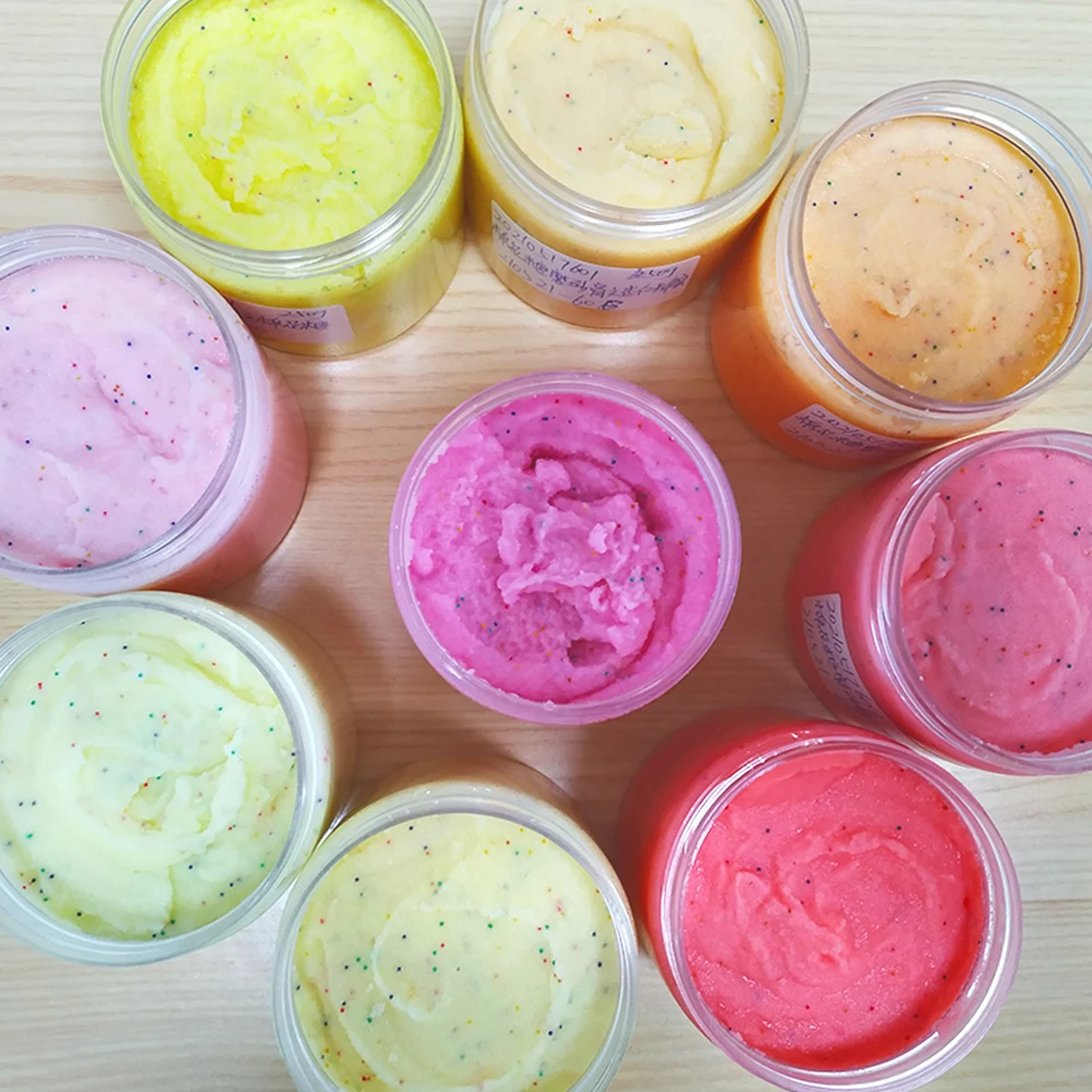 Wholesale Natural Peach Cotton Sugar Scrub Skin Whitening Exfoliating Organic Fruit Body Scrub