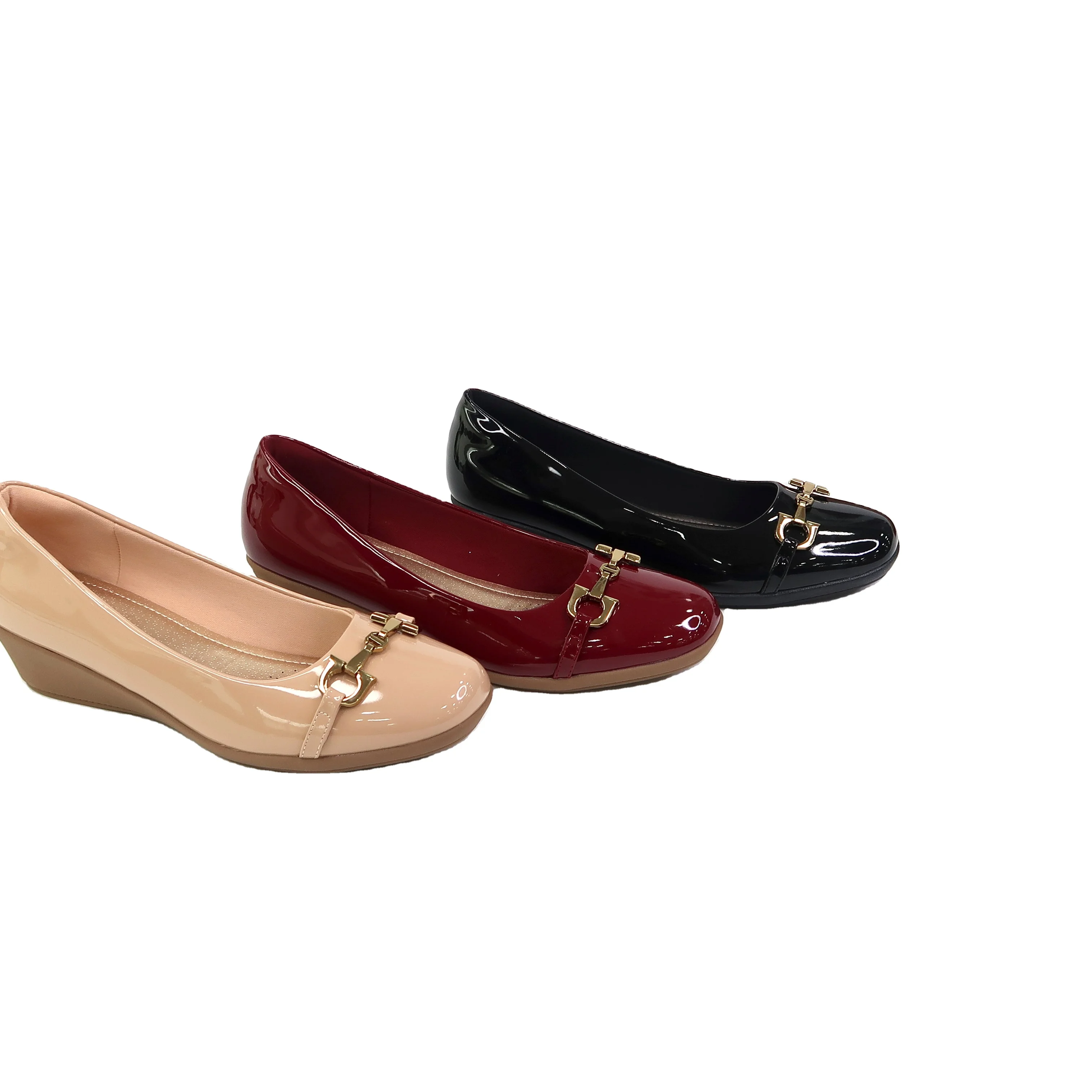 Buckle Design Round Toe Chaussure Femmes Large Big Size 36-43 Footwear Soft Flat Ladies Dress Slope Heel Over Size Shoes