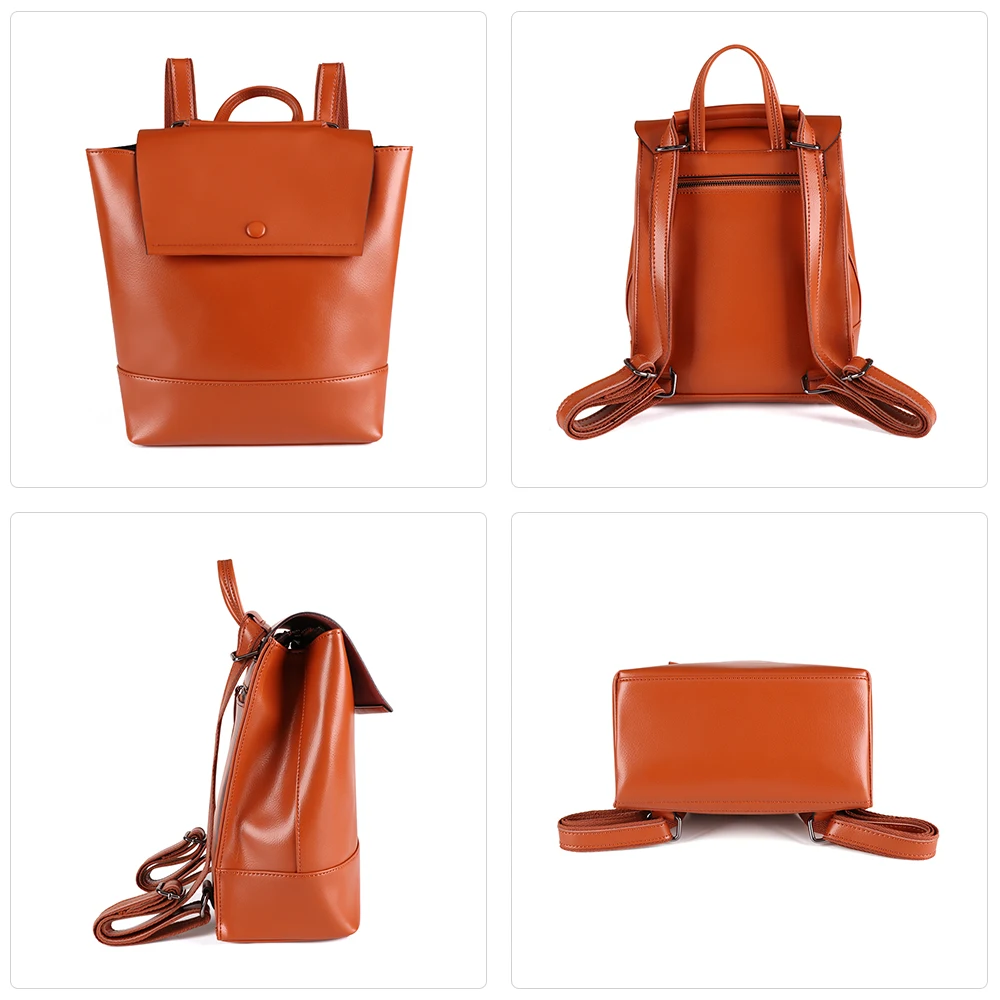 Custom Fashion Daily Full Grain Leather Back pack Laptop Bag Business Real Leather Backpack for Women