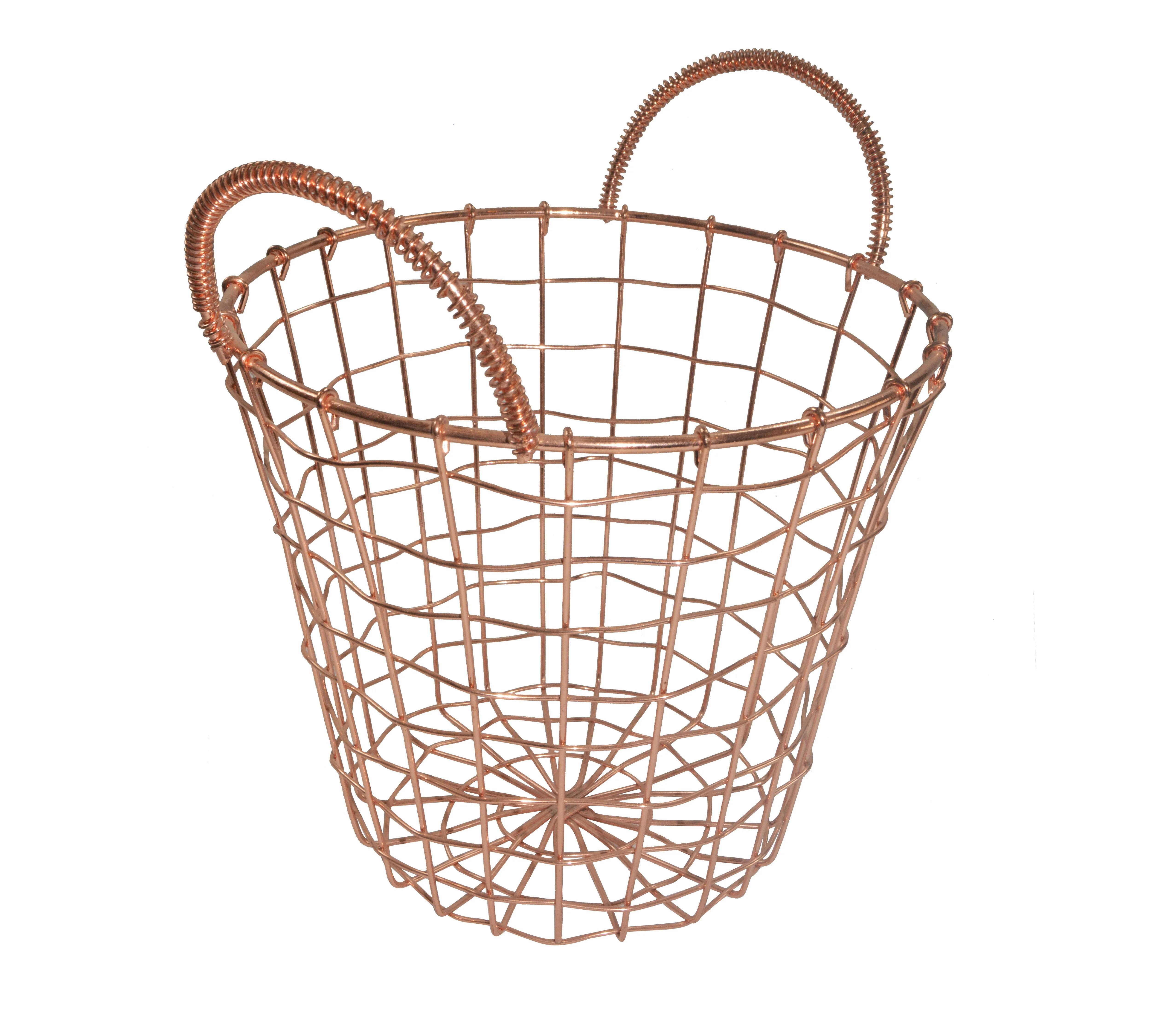 Hot Sale Large round Storage Basket Decorative Metal Wire with Handle for Home Clothing Wholesale Price for Laundry Storages