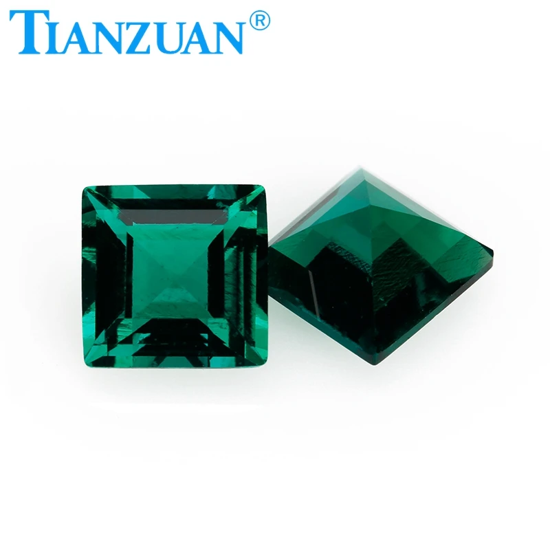 High quality Natural Gemstone Hydrothermal Emerald Stone Princess Cut Square