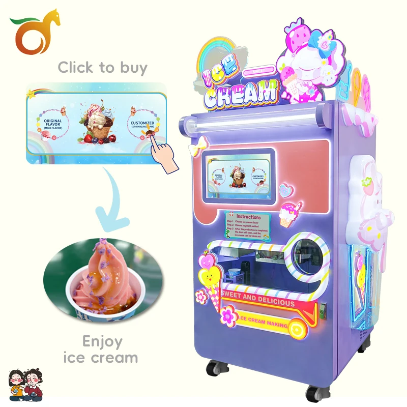 Red Rabbit Automatic Soft Ice Cream Vending Machine Snowflake Ice Shaved Machine Manufacturer