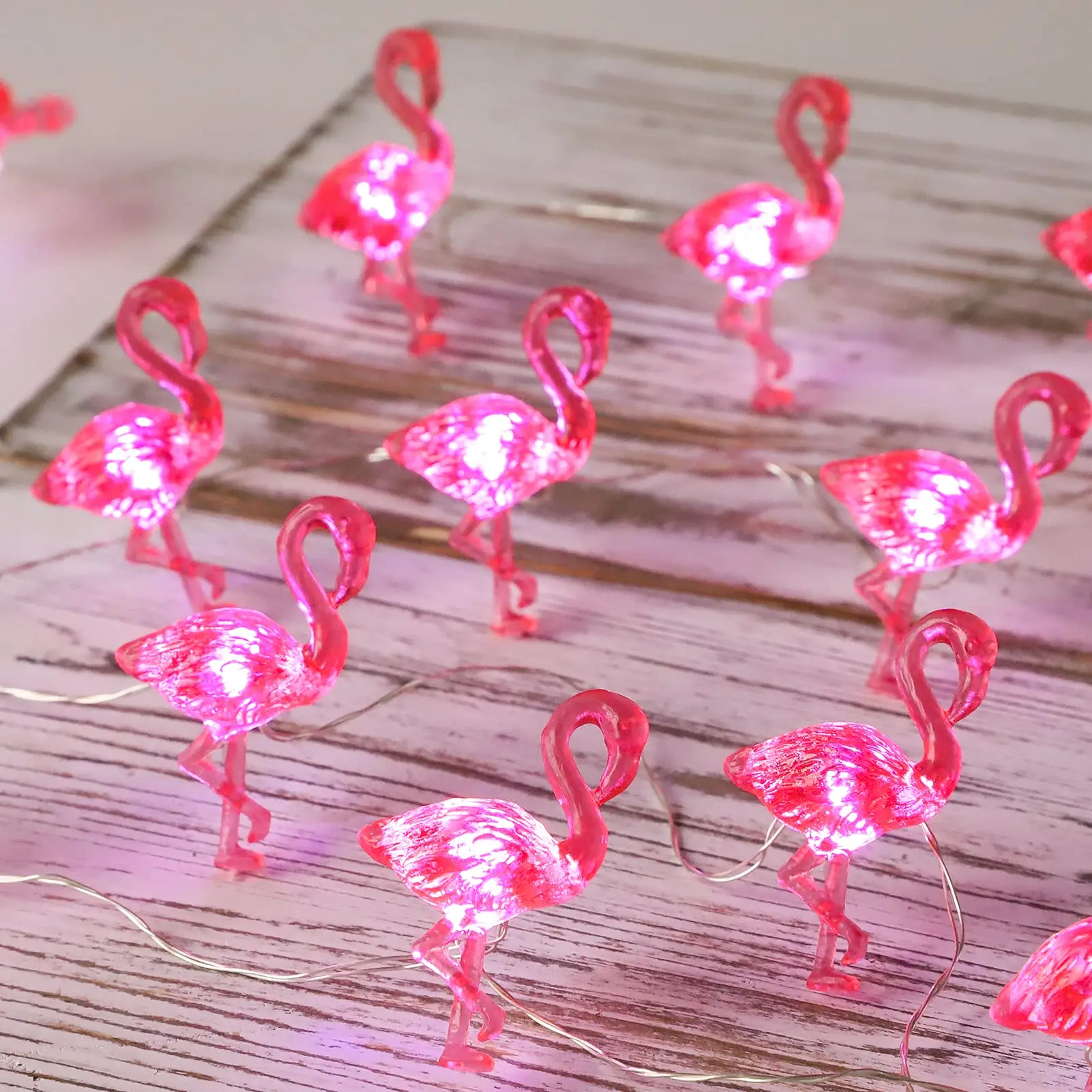 Good Supplier Battery Operated Remote Fairy Lights Decor Pink Flamingo String Lights