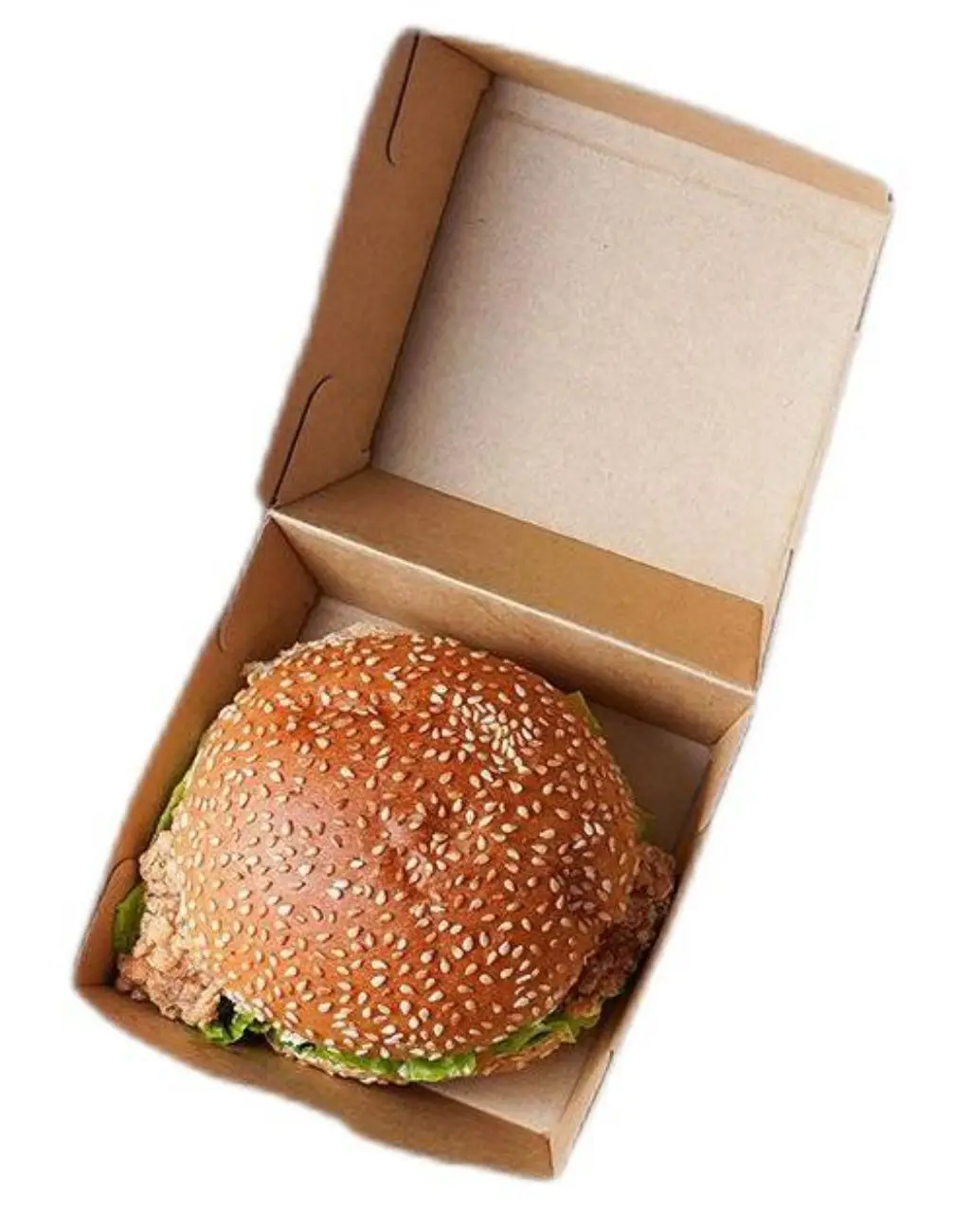Disposable Kraft Paper Hamburger Container Custom Clamshell Burger Packing Box