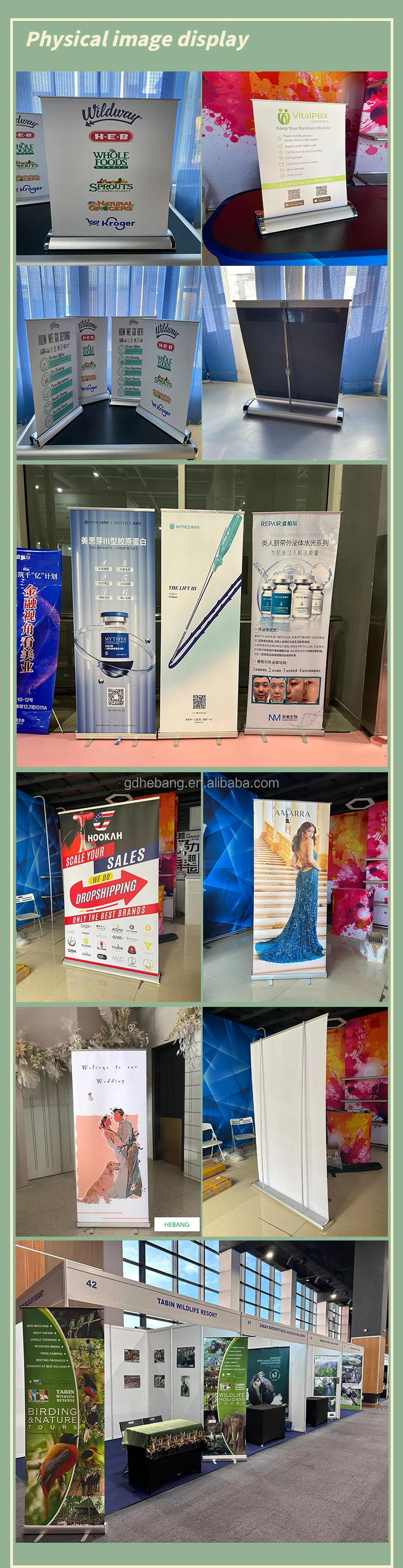 Hebang Direct Sale Customized Advertising Stand Up Banner Retractable Roll Up Banner Stand Display