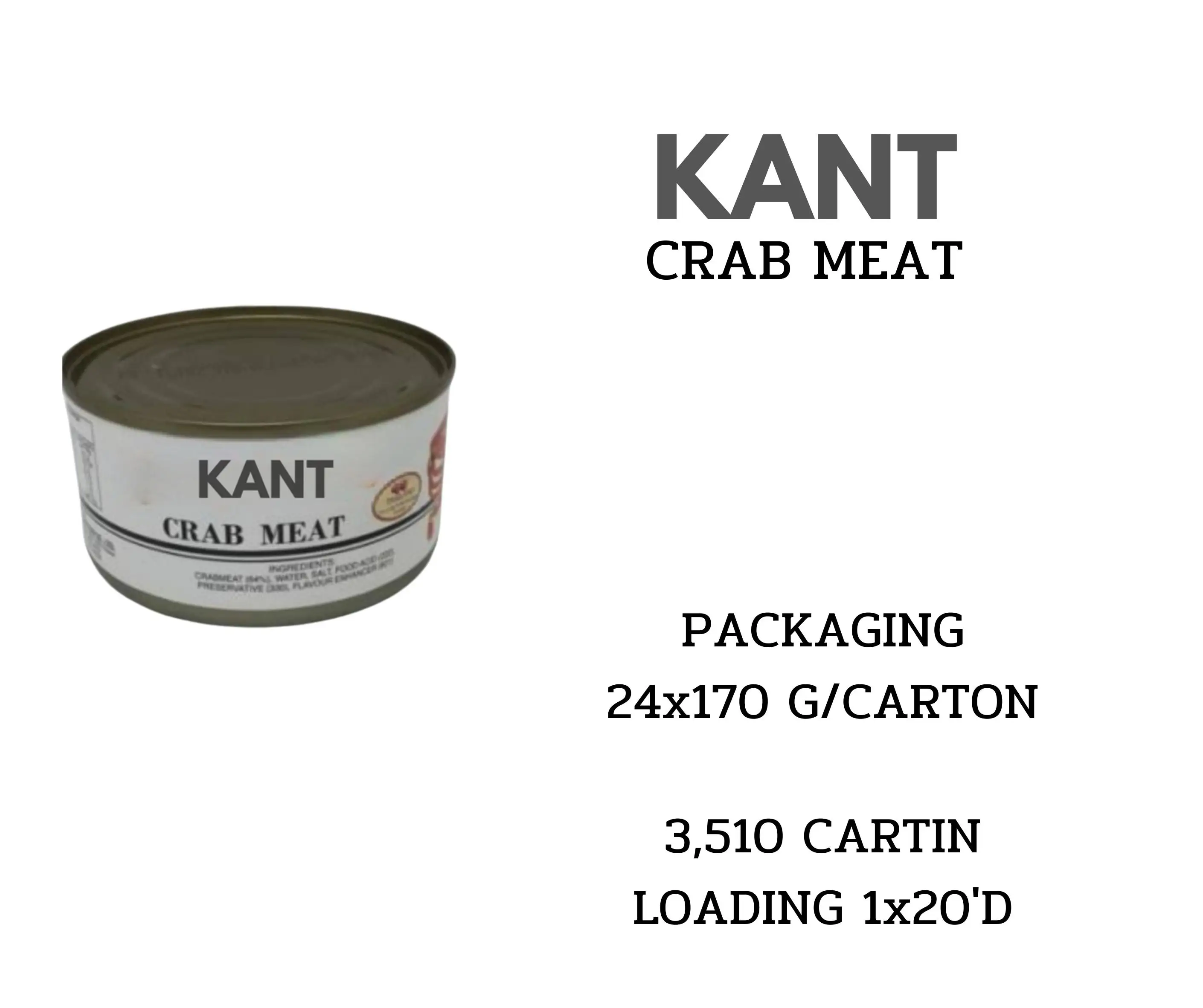 KANT Crab Meat Seafood Canned Package Ready To Eat Premium Quality Product From Thailand