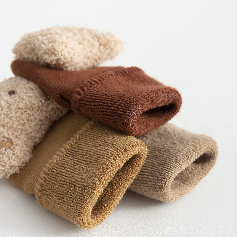 Cute Cartoon Animal Baby Socks Booties For Boy Girl Winter Soft Cotton Bear Anti Slip Soled Newborn Booties