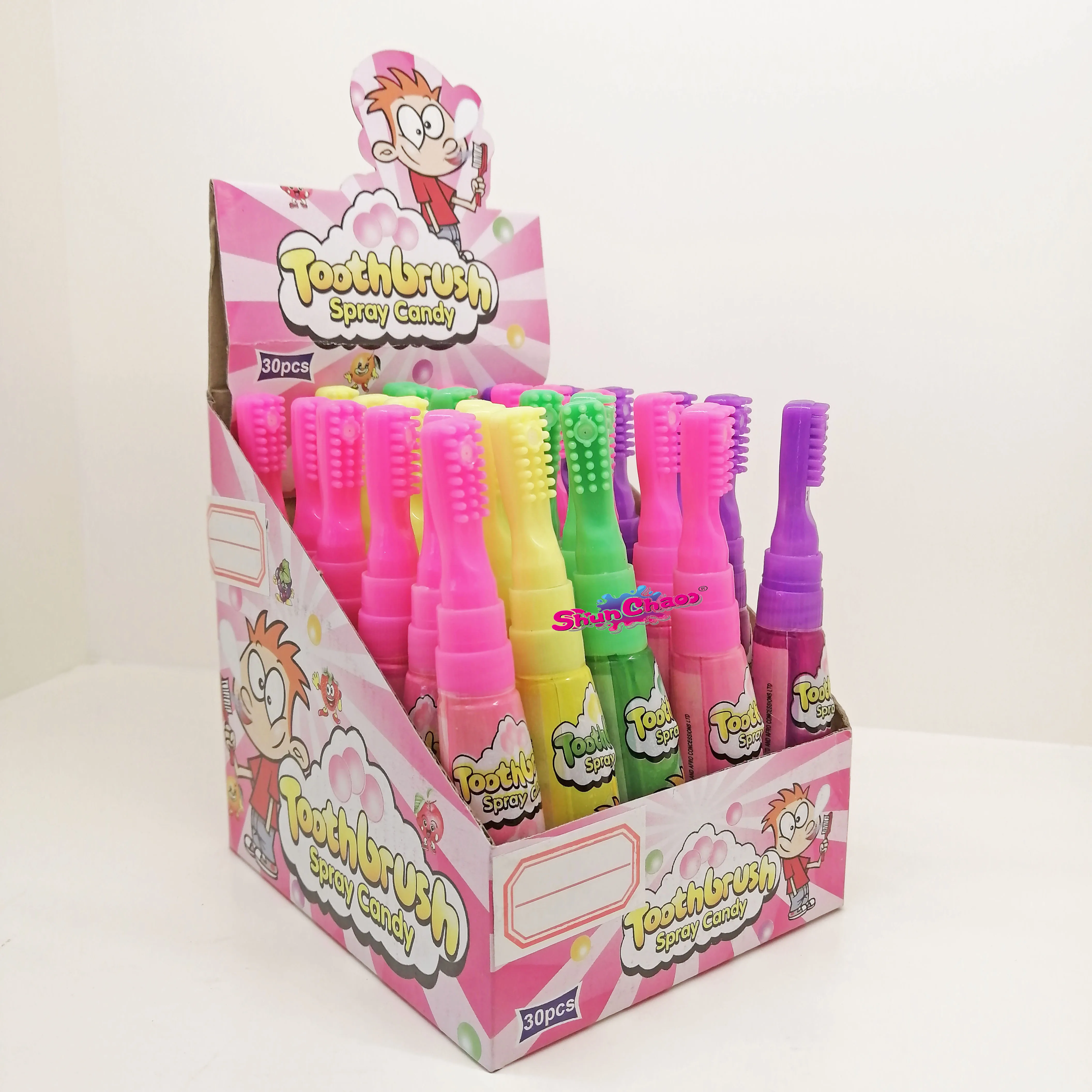 Novel and Creative Toy Toothbrush Shape Sweet Sour Fruity Flavor Liquid Spray Candy