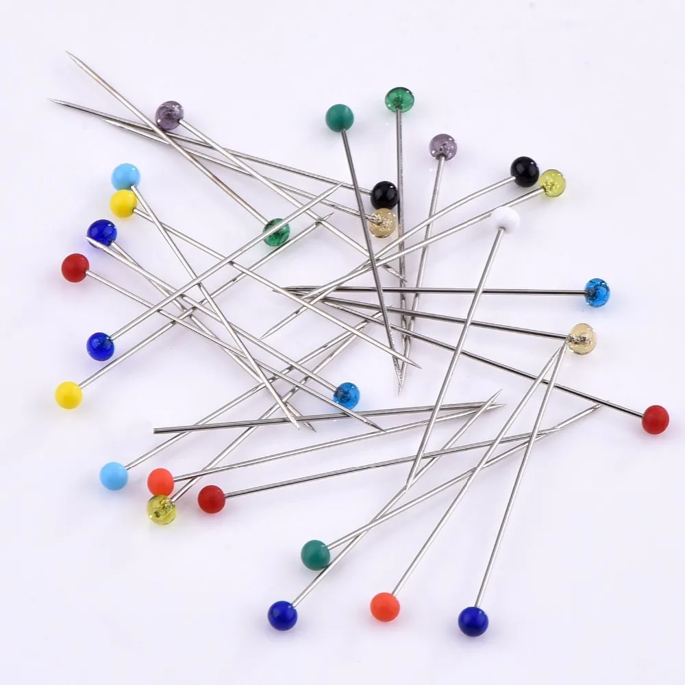 High Quality 32mm 50pcs Custom Color Glass Head Pins for Decorating