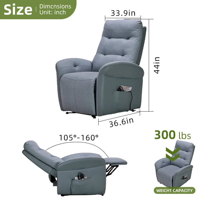 Tecforcare electric recliner chair living room furniture single recliner massage lift chair leather sofa for elderly