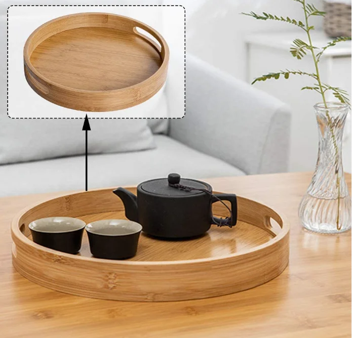 Custom Bandeja De Madera  Bamboo Wood Tray Serving Bandejas De Madera Decoracion