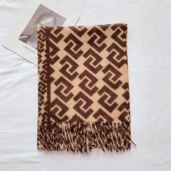 Wholesale Fashion Warm Thick Tassel Plush Pashmina Scarves Shawls Custom Print letter Winter Cashmere Scarf Women