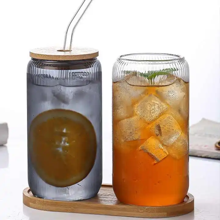 Popular Wholesale Vertical Stripe  for Drinking Borosilicate High Temperature Resistant Glass Sublimated Coke Cups.