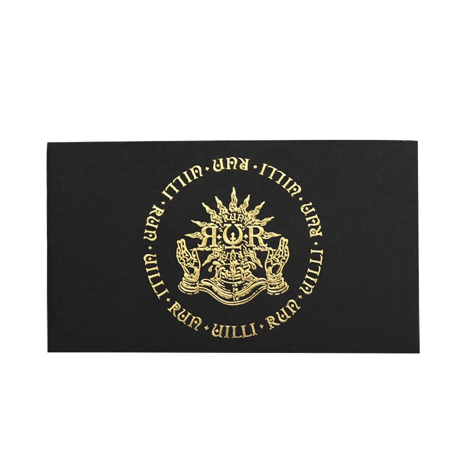 Company Supply Customized Private Embossed LOGO Business Card Gold Foiled Edge Glossy Hot Stamping Printing Name Card