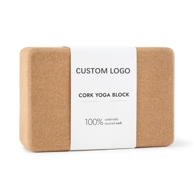 Natural Eco-friendly Non Toxic Custom Logo Cork Yoga Blocks Wooden Bricks