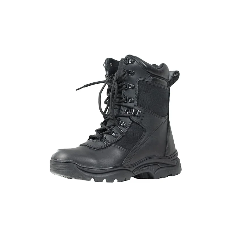 Indian Kenya Dubai Black Security Boots With Padded Collar Cemented Construction Combat Boots