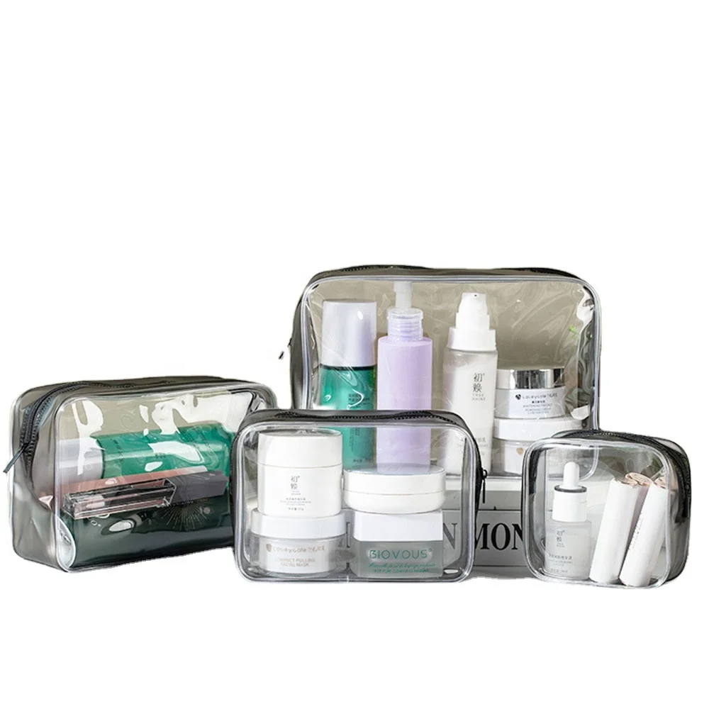Лидер продаж прозрачная моющаяся сумка из ПВХ многоразовая красивая на молнии с логотипом под заказ для макияжа/косметики/туалетных