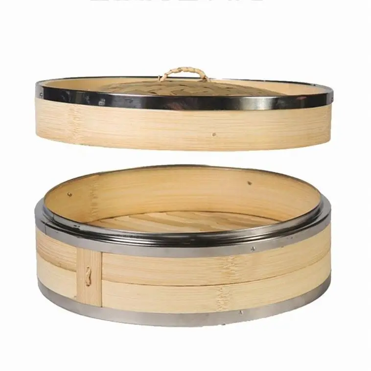 Vaporera De Bambu 50Cm 20Cm 33Cm 25Cm 18 Cm. 2021 Cara Vapor 25 54Cm Vaporizador Dim Sum A Gas Cesta 70 Cuartos Momos Acero