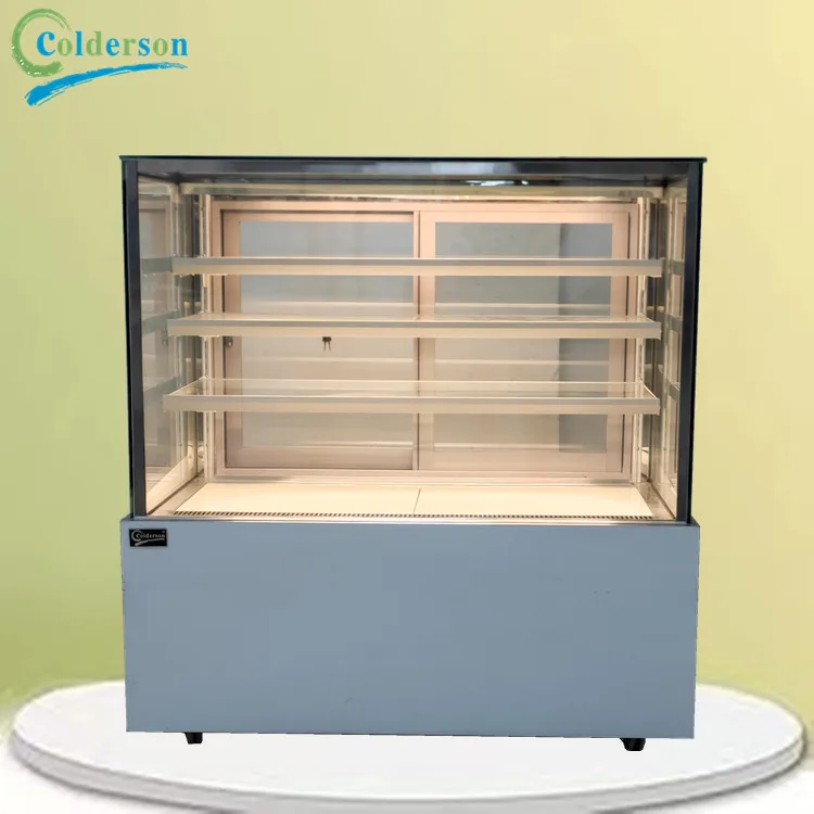 Customized cafe Refrigerator Four-layer right angle Showcase For Cake marble Display store dessert fridge glass door bakery