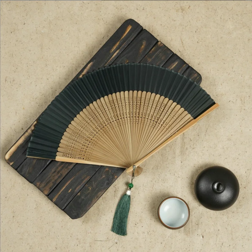 Vintage bamboo Ancient Chinese gift dance folding silk cloth fan