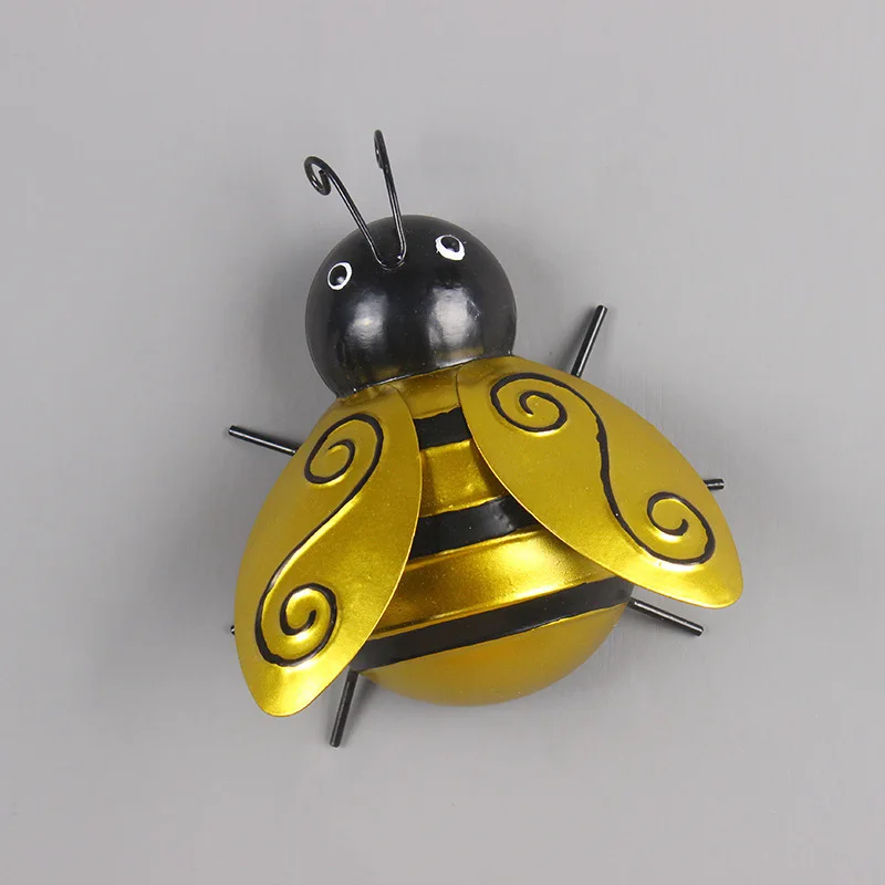 Pastoral Creativity Iron Three dimensional Metal Golden Bee Wall hanging Home Decoration