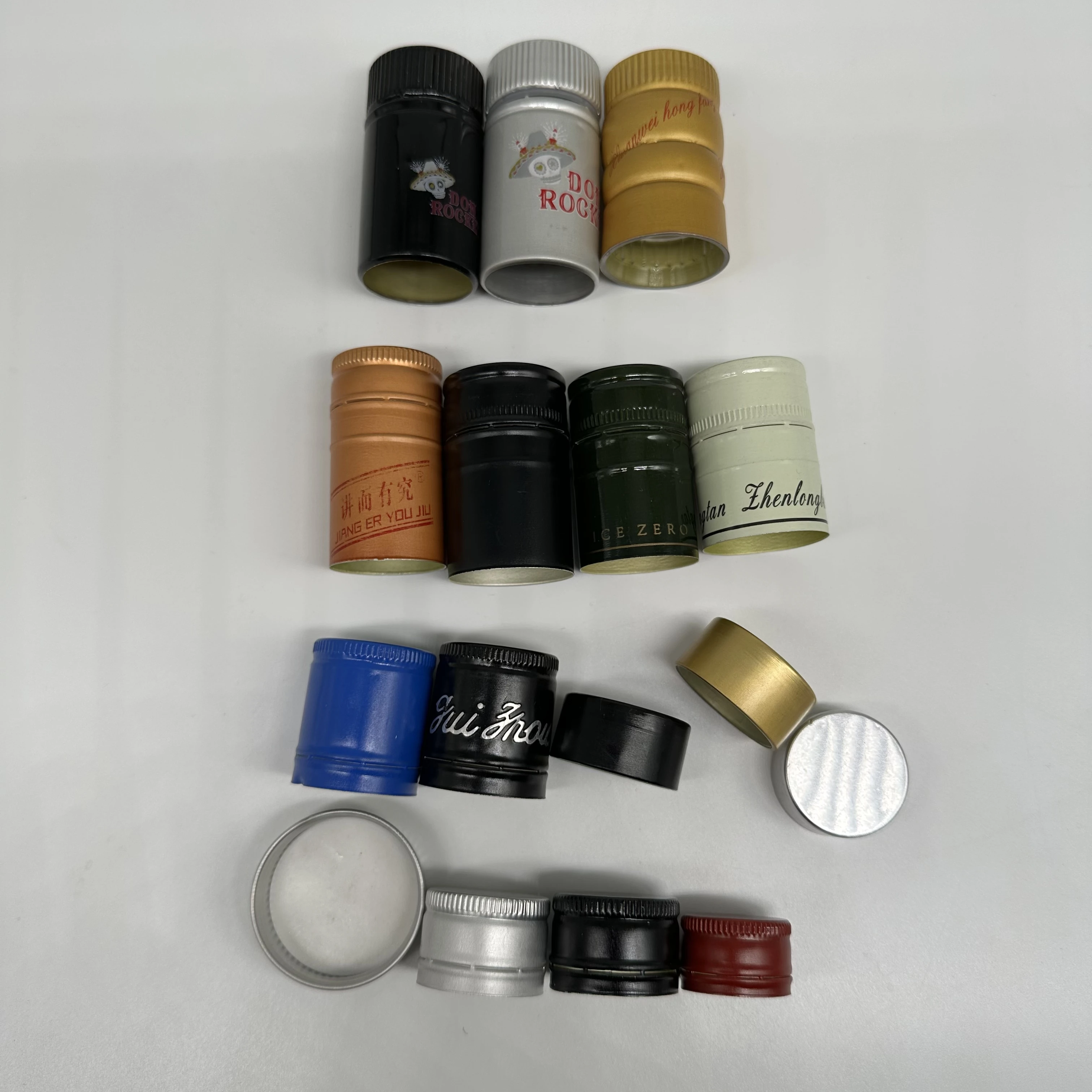 Aluminum screw cap Alcohol glass bottle Liquor glass bottle use leak-proof lids cap Metal screw cap