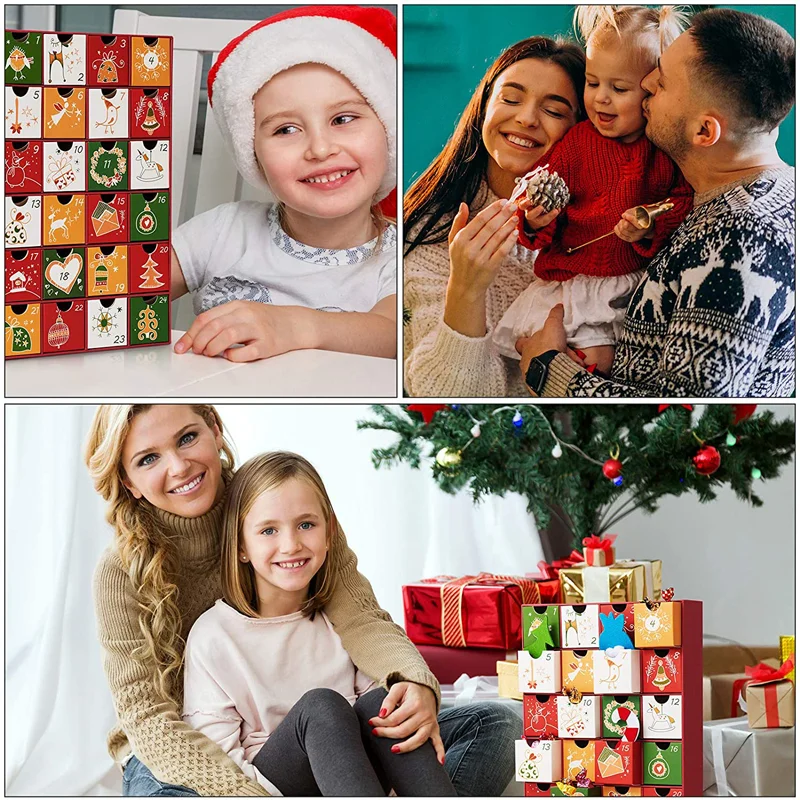Advent Calendar Large Christmas Countdown Candy Gift Calendar Custom Logo Drawer Advent Calendar Cardboard Box