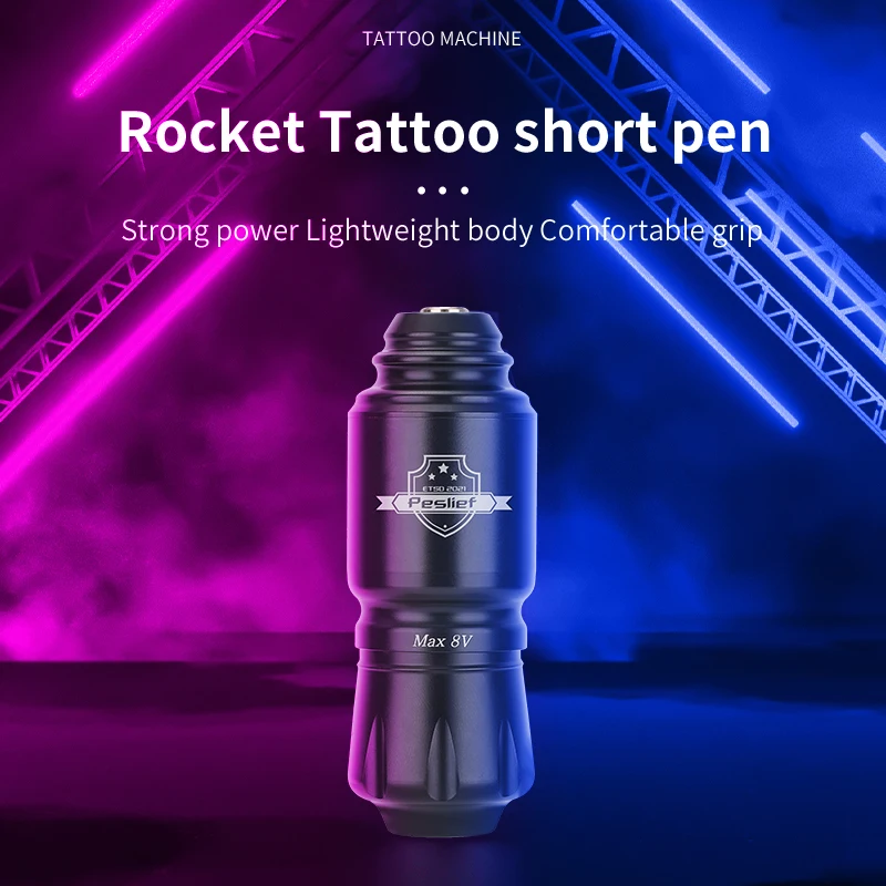 Yilong Short Tattoo Pen Adjustable Stroke Rca Connector Tattoo Machine Eyebrow Lip Hair Permanent Makeup Tattoo Gun for Body Art