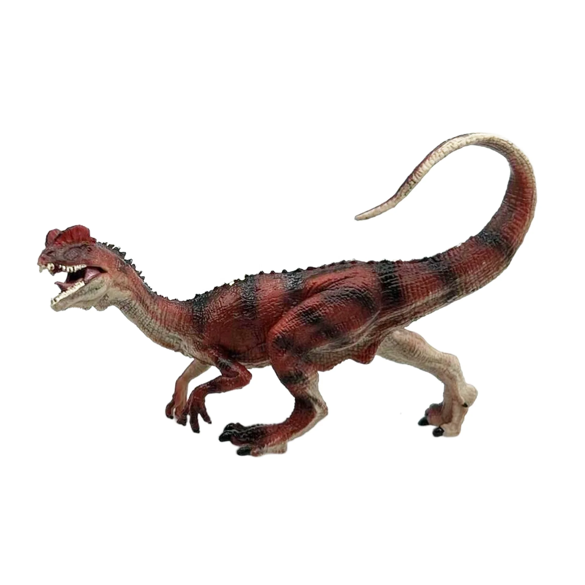 Animal Toys Dinosaur Figures  Dino Action Figure, Orange Red Dilophosaurus  whit Movable Mouth  Plastic Toys, Educational Play