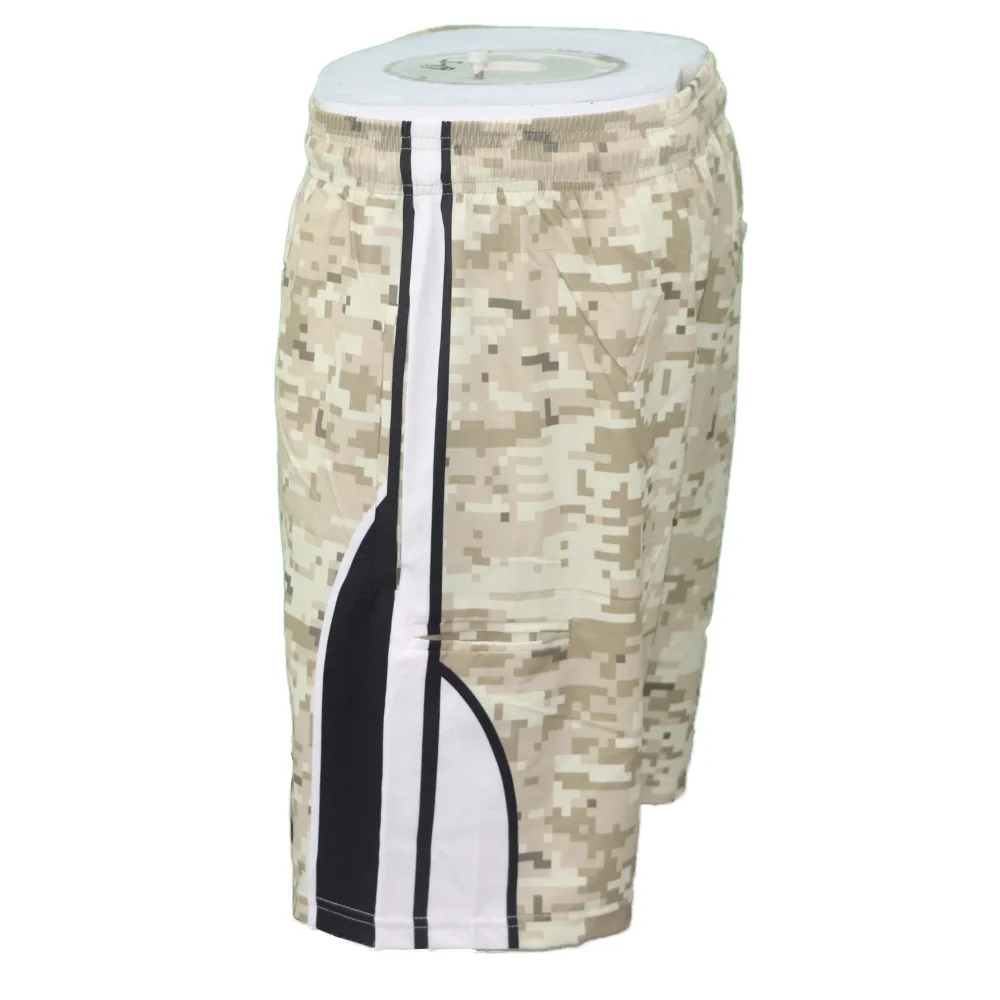 2022 latest design custom sublimated high quality desert camo pattern print five pockets microfiber softball shorts