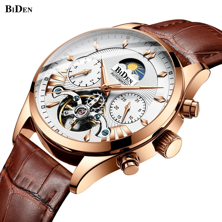 BIDEN 0189 Watch Men Automatic Luxury Mechanical Men Wristwatch Designer Stainless Steel Men Watches