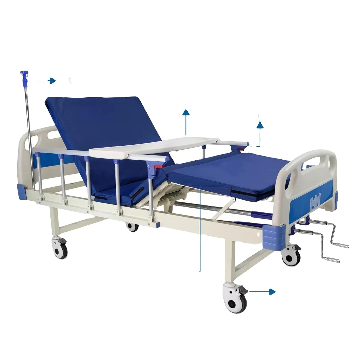 Deluxe Manual Hospital Bed With Table And Mattress