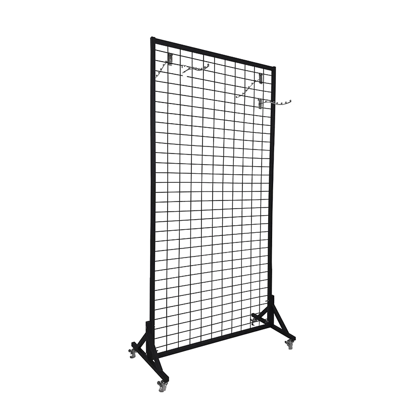 wholesale custom metal wire grid mesh shelves snack hanging hook display racks and stands