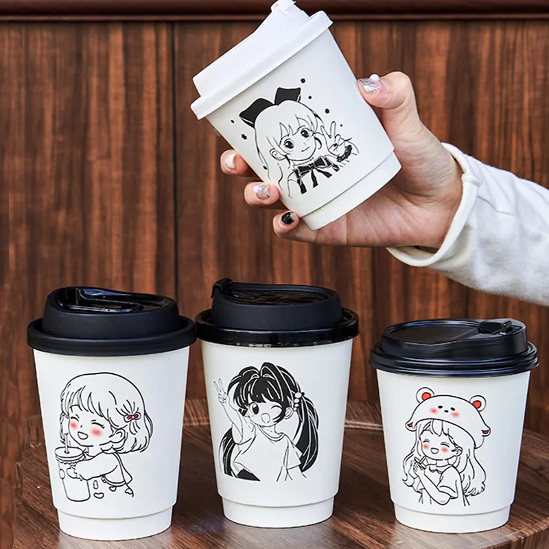 Biodegradable Double-layer Paper Cup Hot Coffee Drink Paper cups With Custom Logo