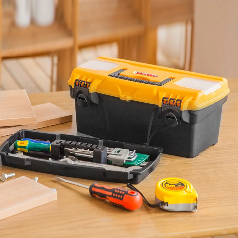 Jeko&Jeko Pp Material Large Capacity Black Base Tool Containers With Yellow Lid