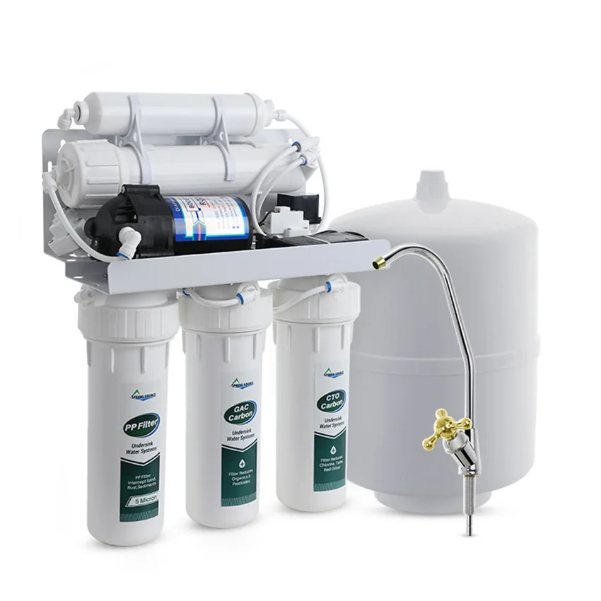 Adjust TDS Under Sink 5 Stage 100 GPD RO Membrane PP Cotton Granular Activated Carbon RO Systems Water Treatment Plants