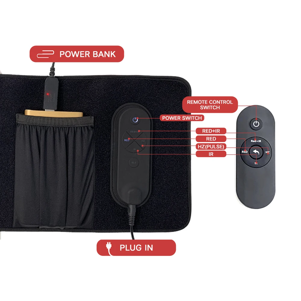 AZURE  Led Large Light Therapy Pain Relief Belts  Red Light Waist Pad 660nm 850nm Slimming Belt